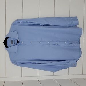 MICHAEL KORS 17 34/35 blue button-down dress shirt. 100% cotton